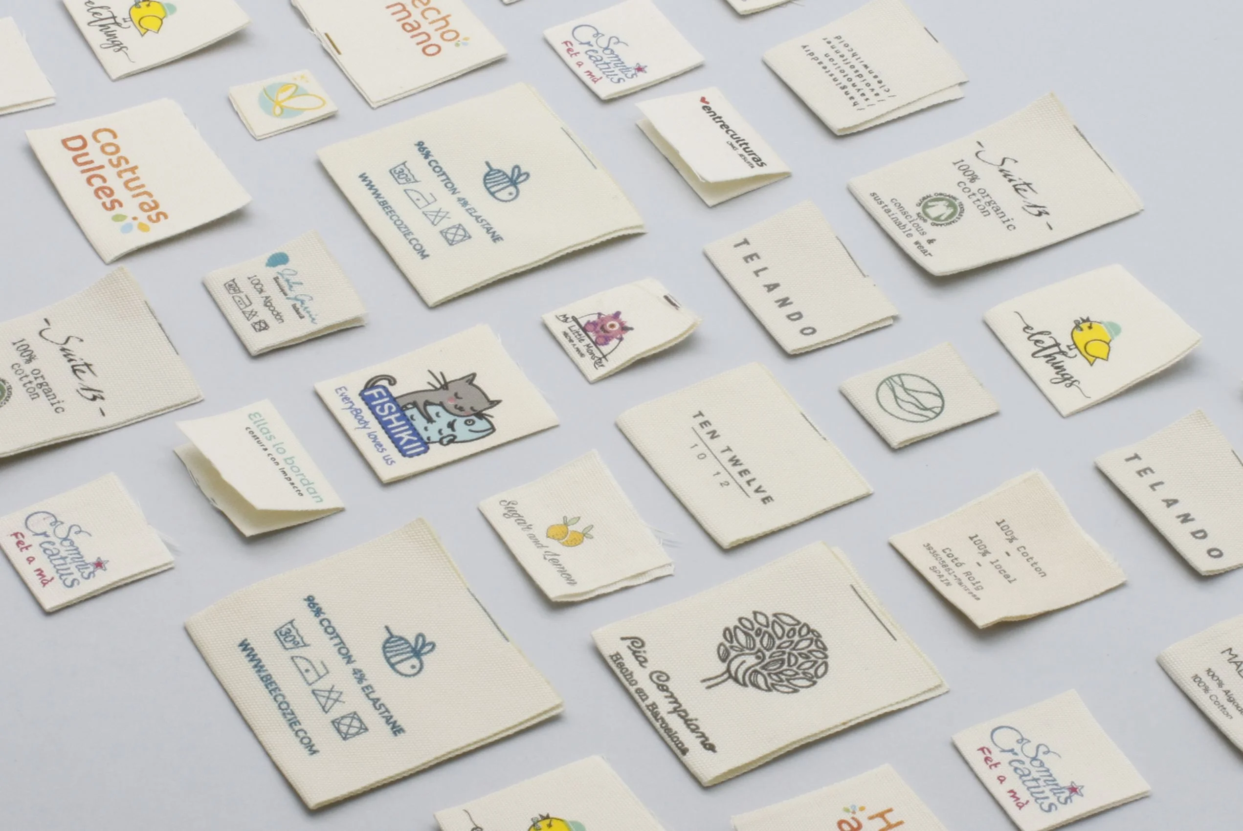 etiquetas estampadas algodon ropa